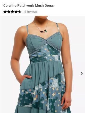 ISO Coraline Patchwork Mesh Star Print Sundress in Teal Sz M